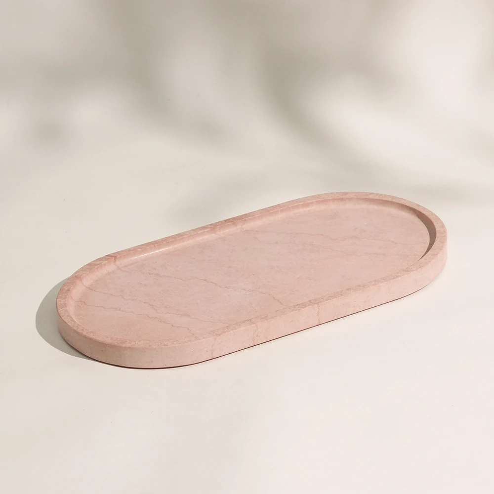 Pink Oval Marble Tray