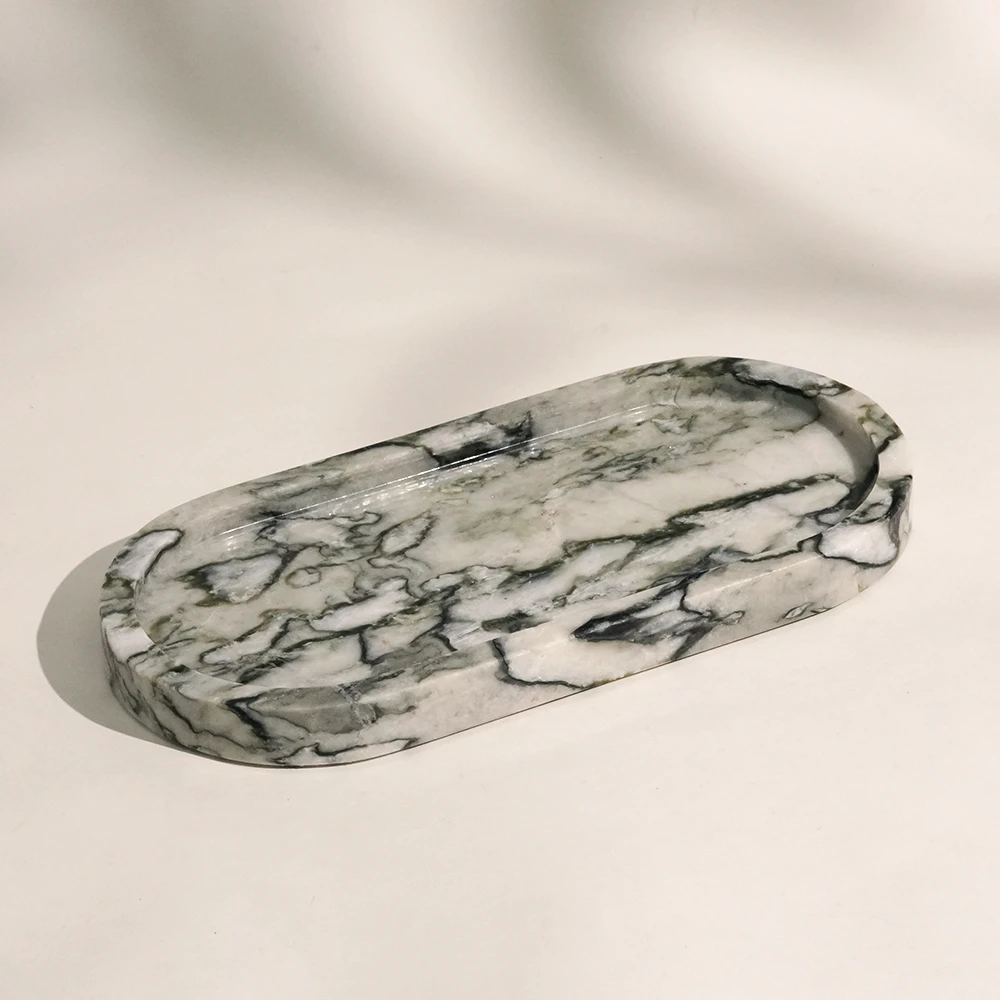 Green Emerald Oval Marble Tray