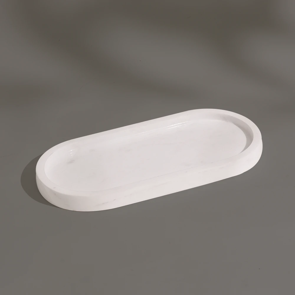 Jazz White Oval Marble Tray