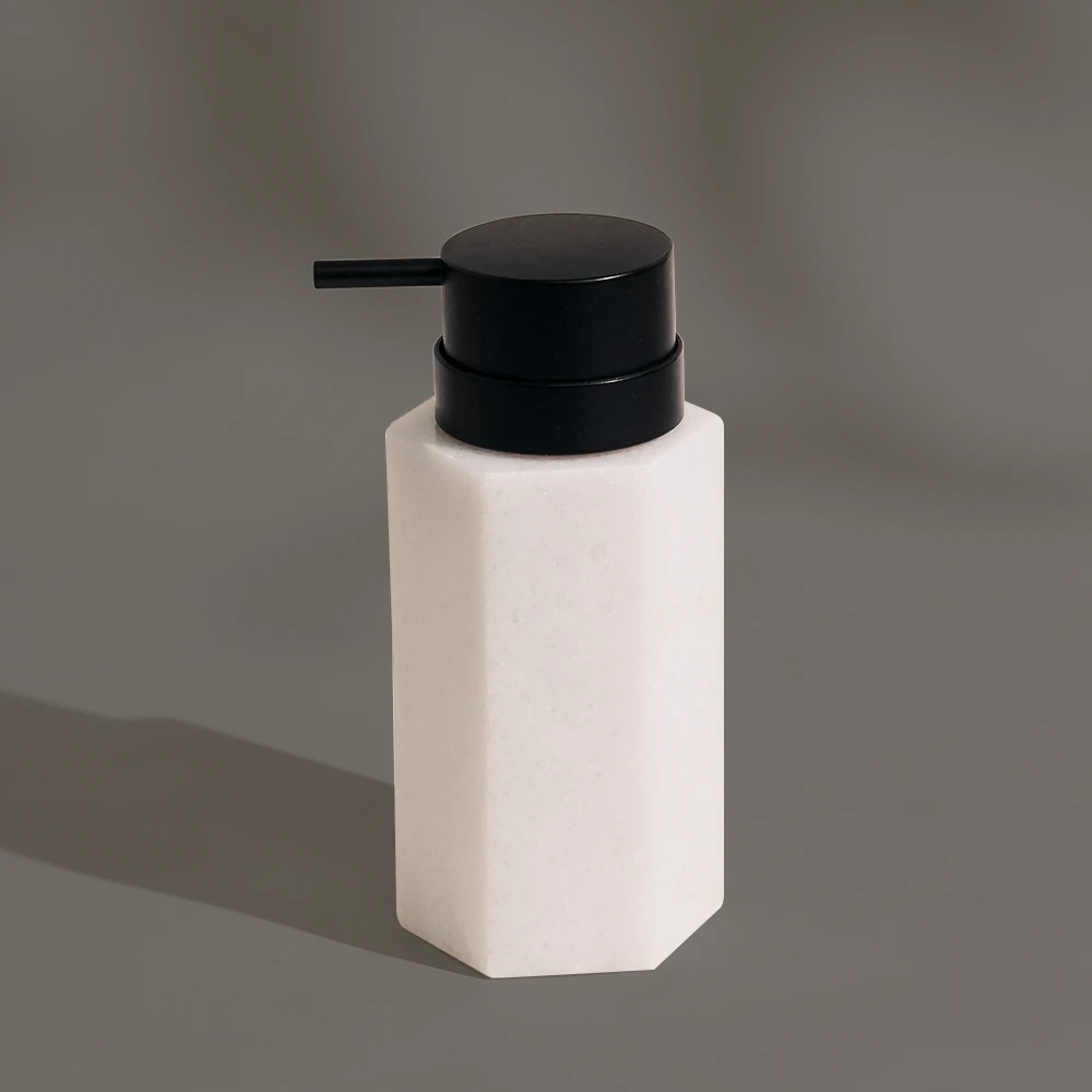White Marble Dispenser with Plastic Pump