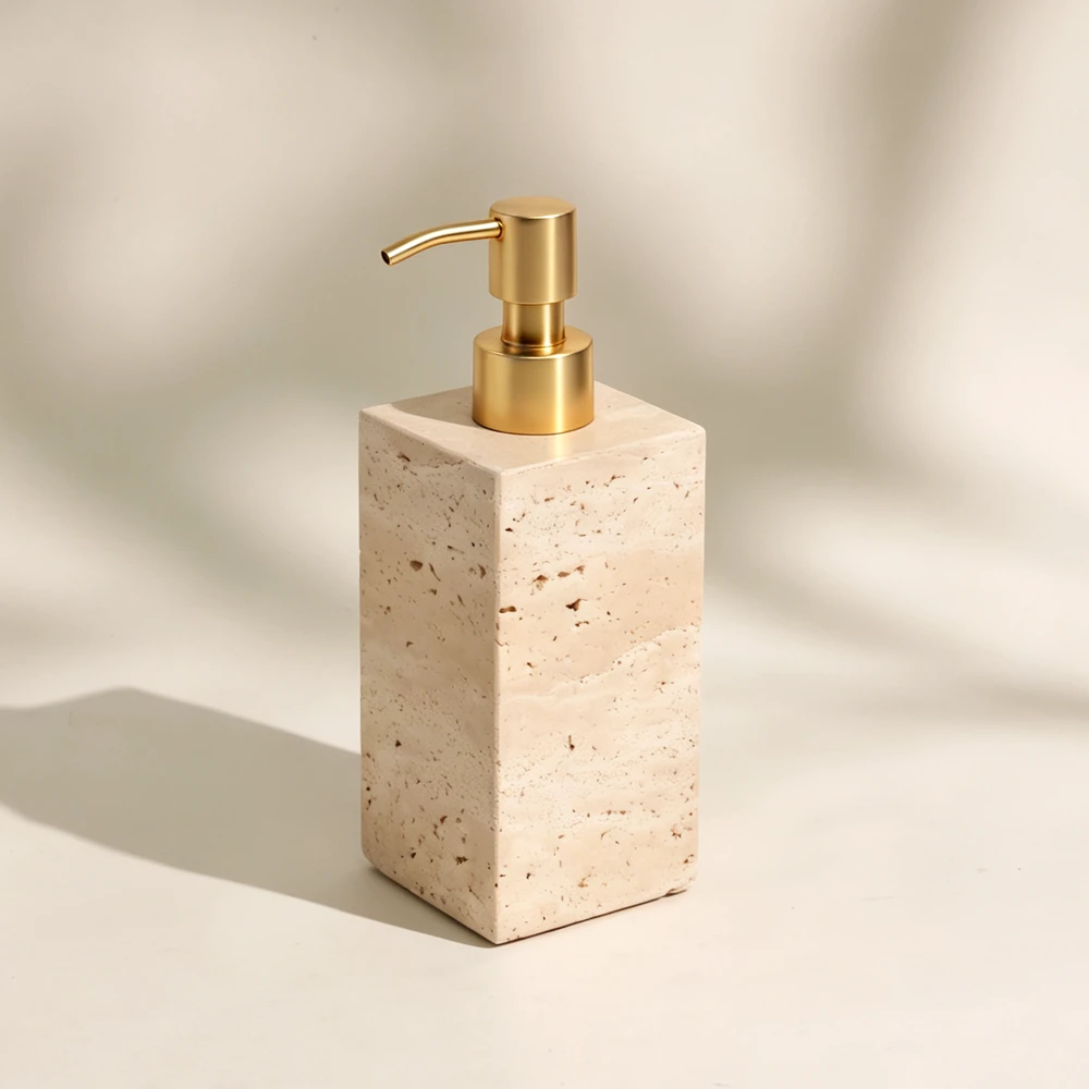 Travertine Square Dispenser with Zinc Alloy Pump