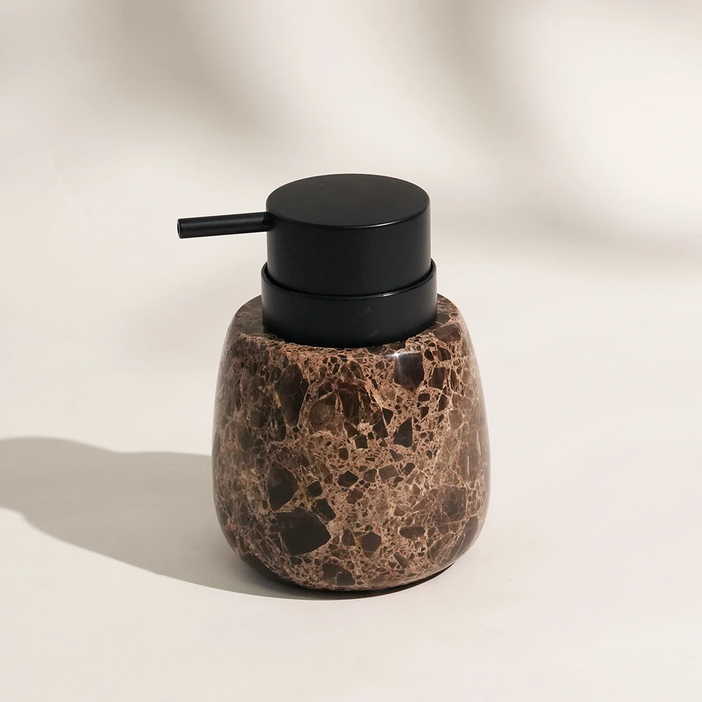 Dark Emperador Marble Dispenser with Plastic Pump