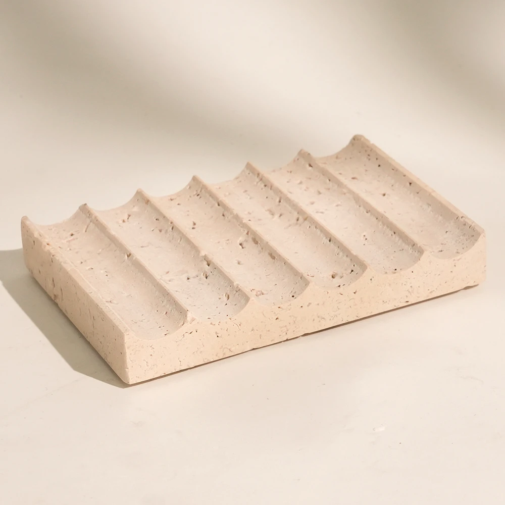 Travertine Marble Soap Dish with Wavy