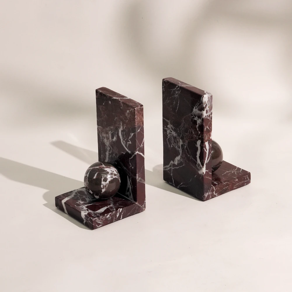 Set of 2 Rosa Levanto Marble Bookends