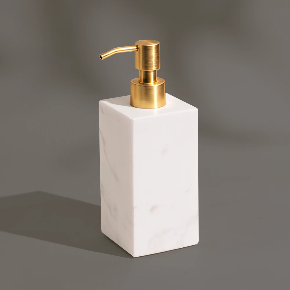 Jazz White Square Marble Dispenser with Zinc Alloy Pump
