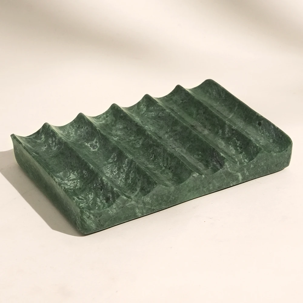 Green Marble Soap Dish with Wavy