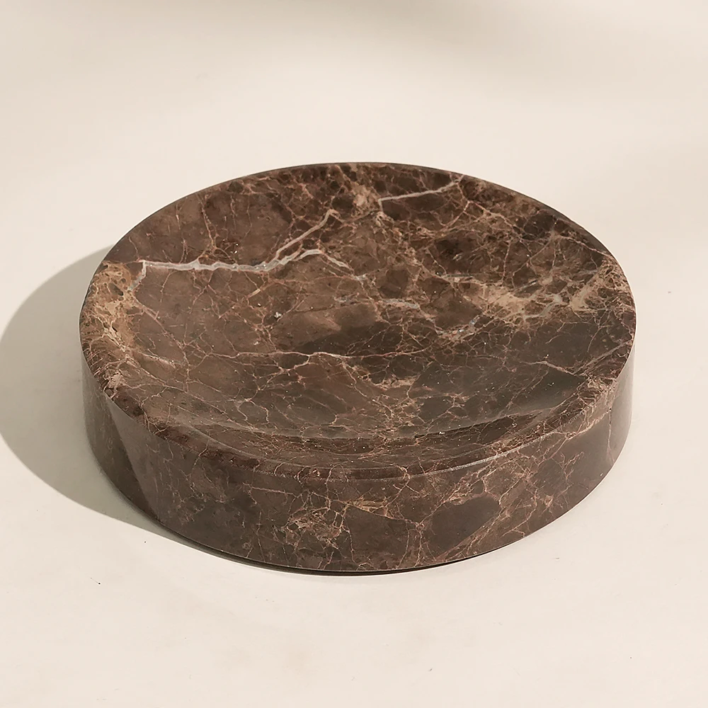 Dark Emperador Round Soap Dish