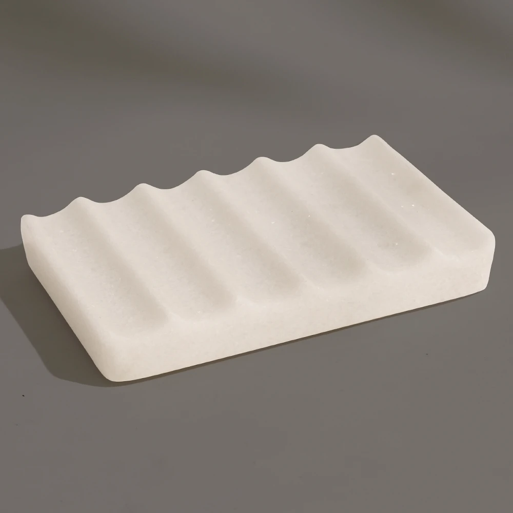 White Marble Soap Dish with Wavy