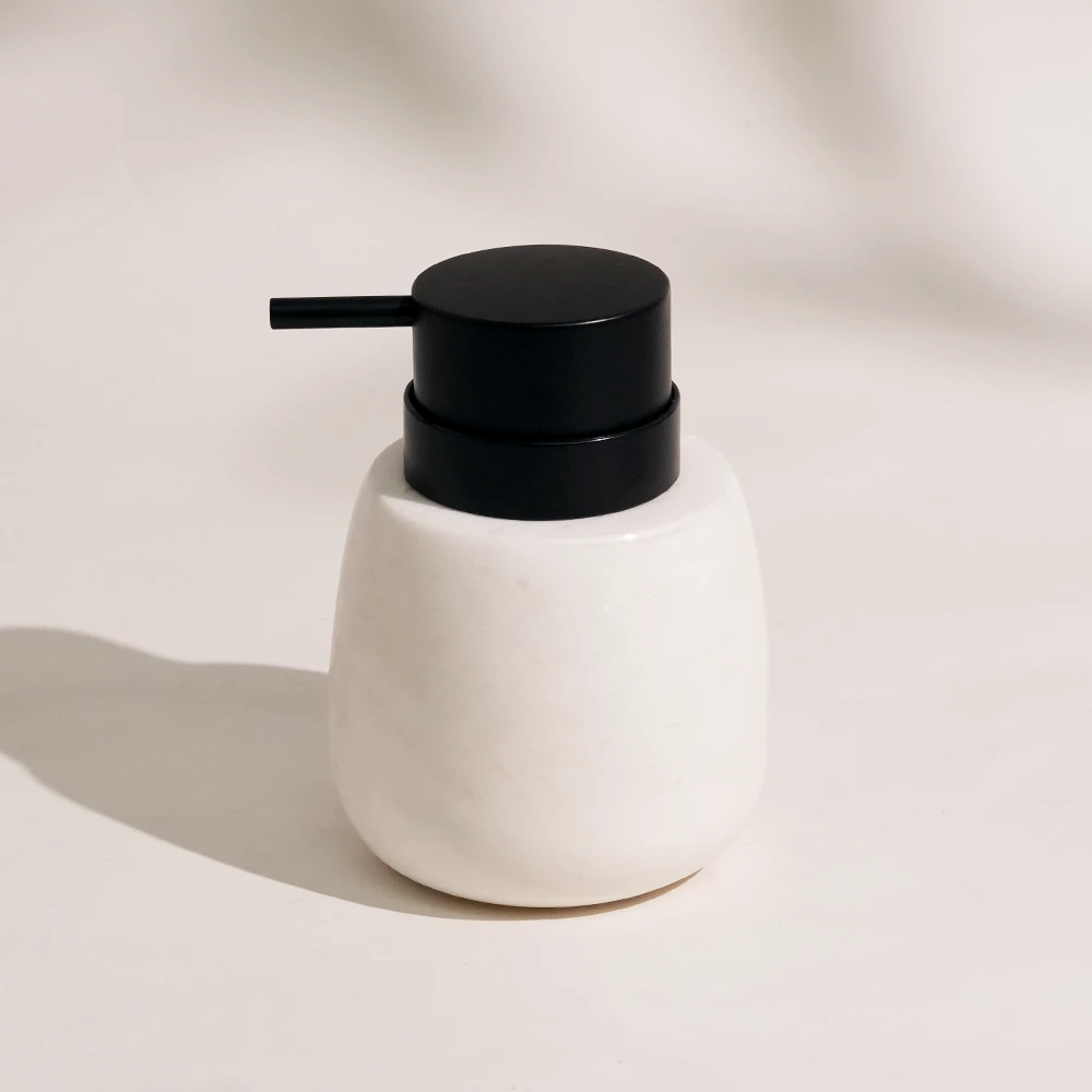 White Marble Dispenser with Plastic Pump