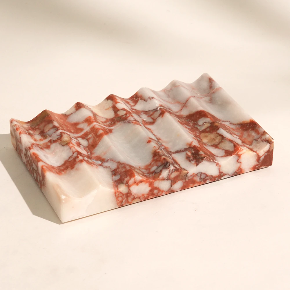 Bulgari Red Marble Soap Dish with Wavy