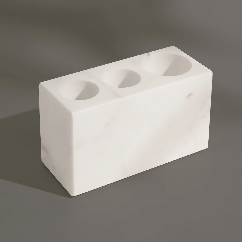 Jazz White Marble Tooth Brush Holder  with 3 Lots