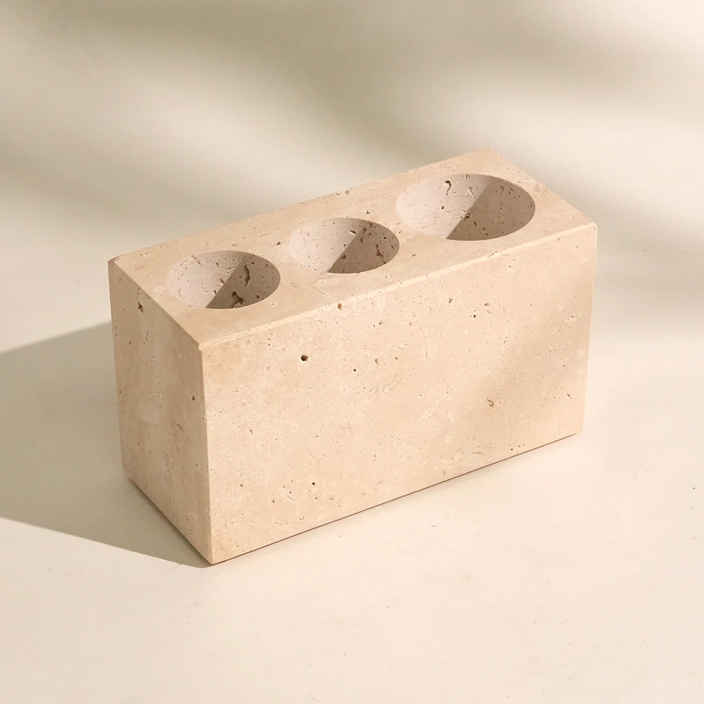Travertine Marble Tooth Brush Holder with 3 Lots