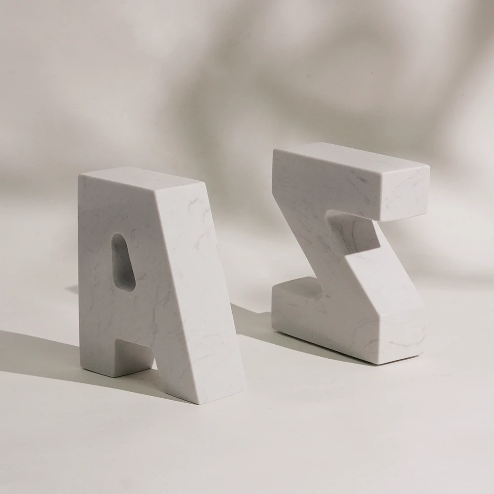 Set of A&Z White Grey Artificial Stone Bookends