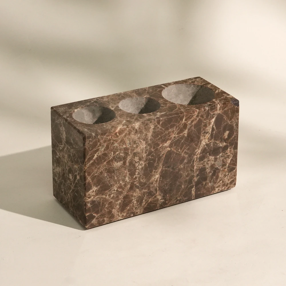 Dark Emperador Marble Tooth Brush Holder