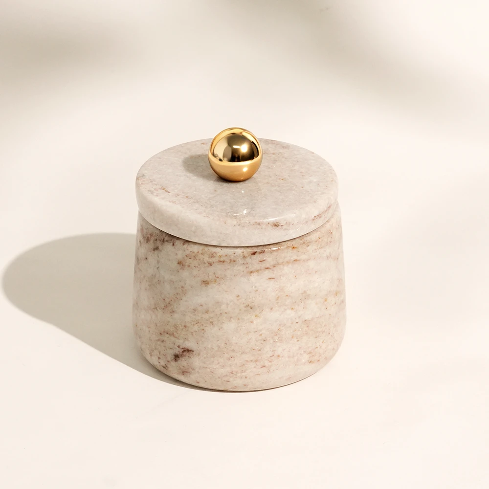 Viva Jade Marble Salt and Peper Storage Jar/Holder/ Cellar with Lid