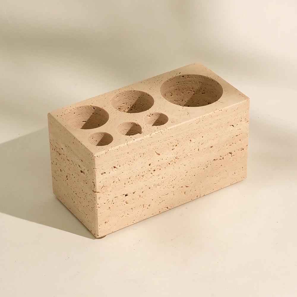 Travertine Tooth Brush Holder with 6 Lots
