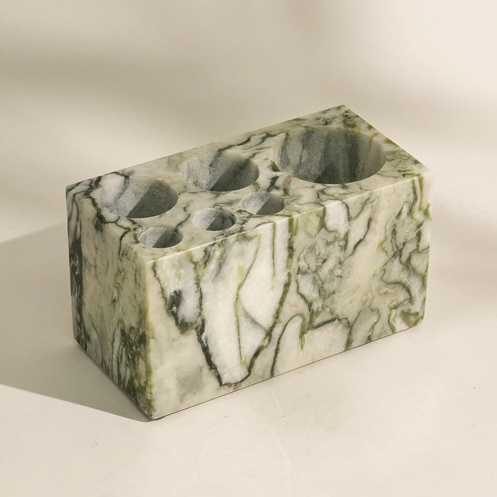 Green Emerald Marble Tooth Brush Holder with 6 Lots