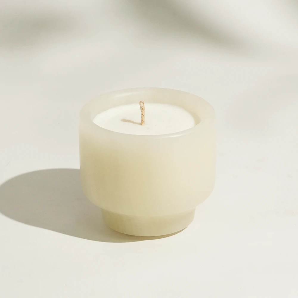 Natural Sapphine Jade Candle Holder