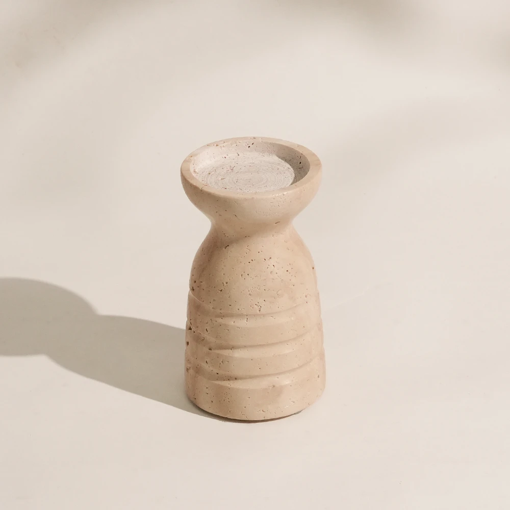 Natural Travertine Marble Pillar Candle Holder