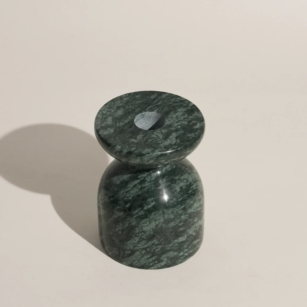Green Marble Pillar Shape Candle Holder