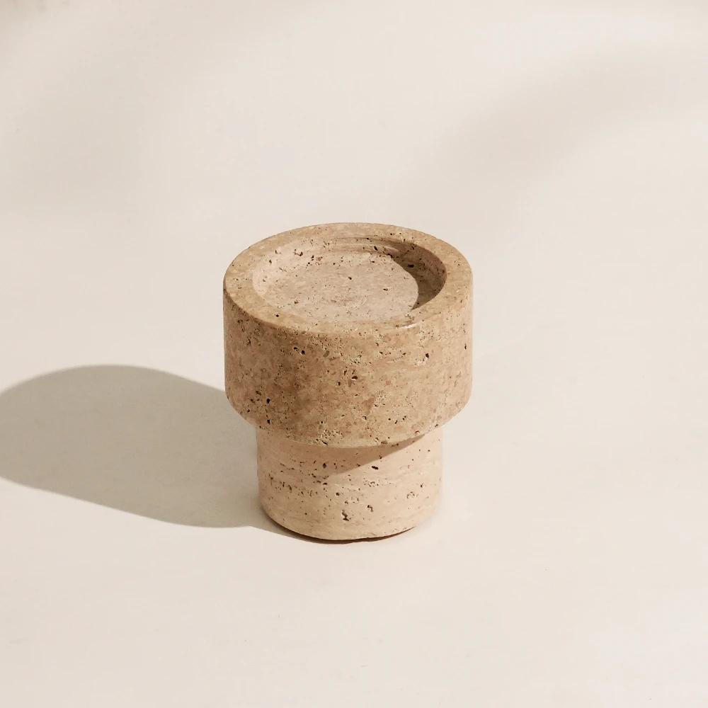 Natural Travertine Candle Holder