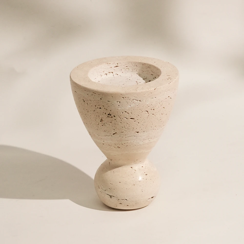 Natural Travertine Candle Holder