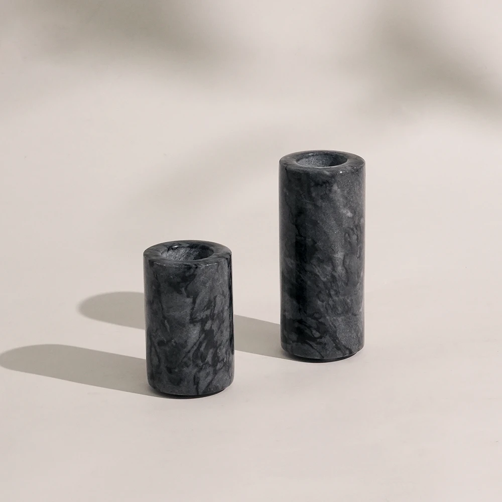 Set of 2 Dark Grey Candle Holders