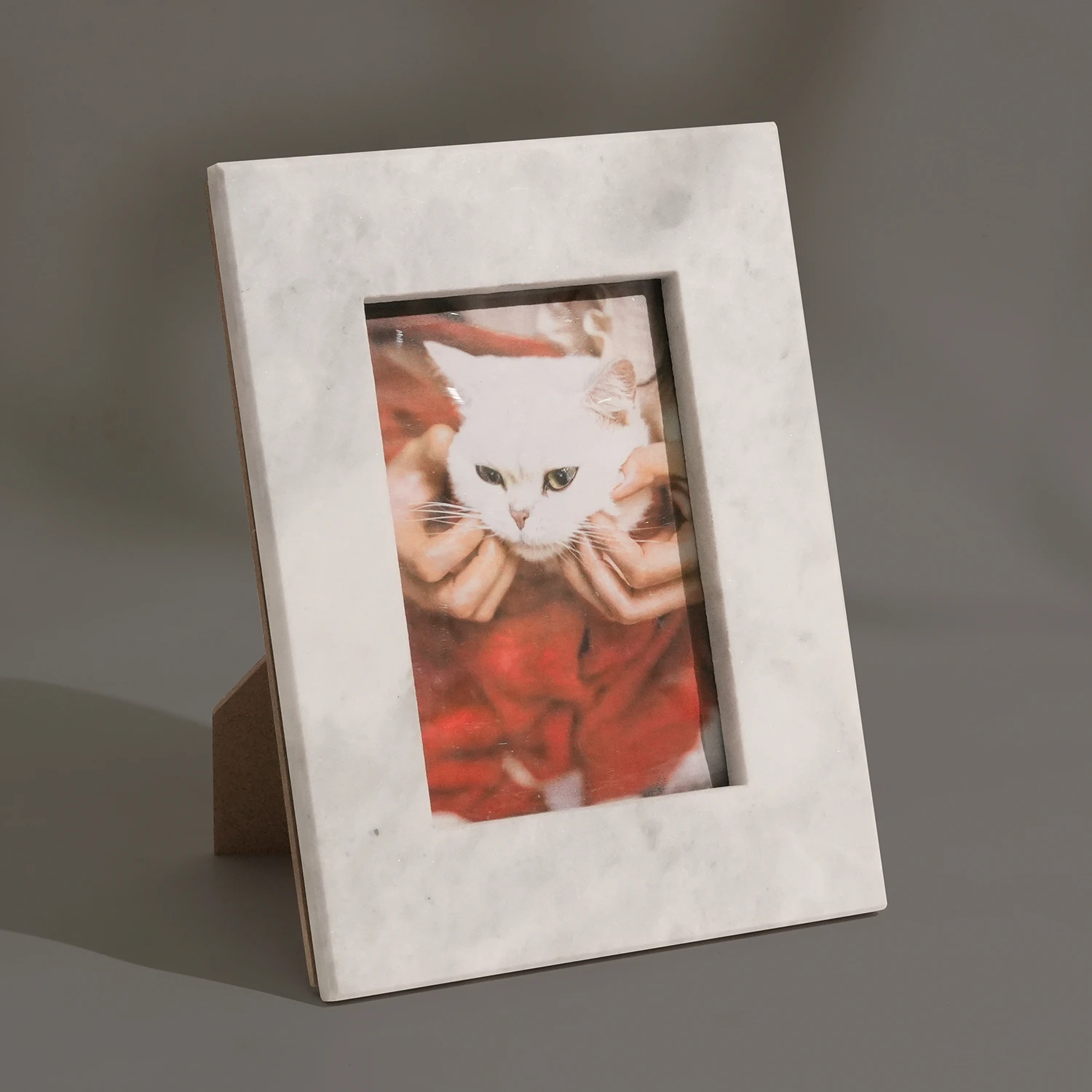 Natural Light Grey Marble Rectangle Photo Frame 4" x 6" with Paper Backing Board