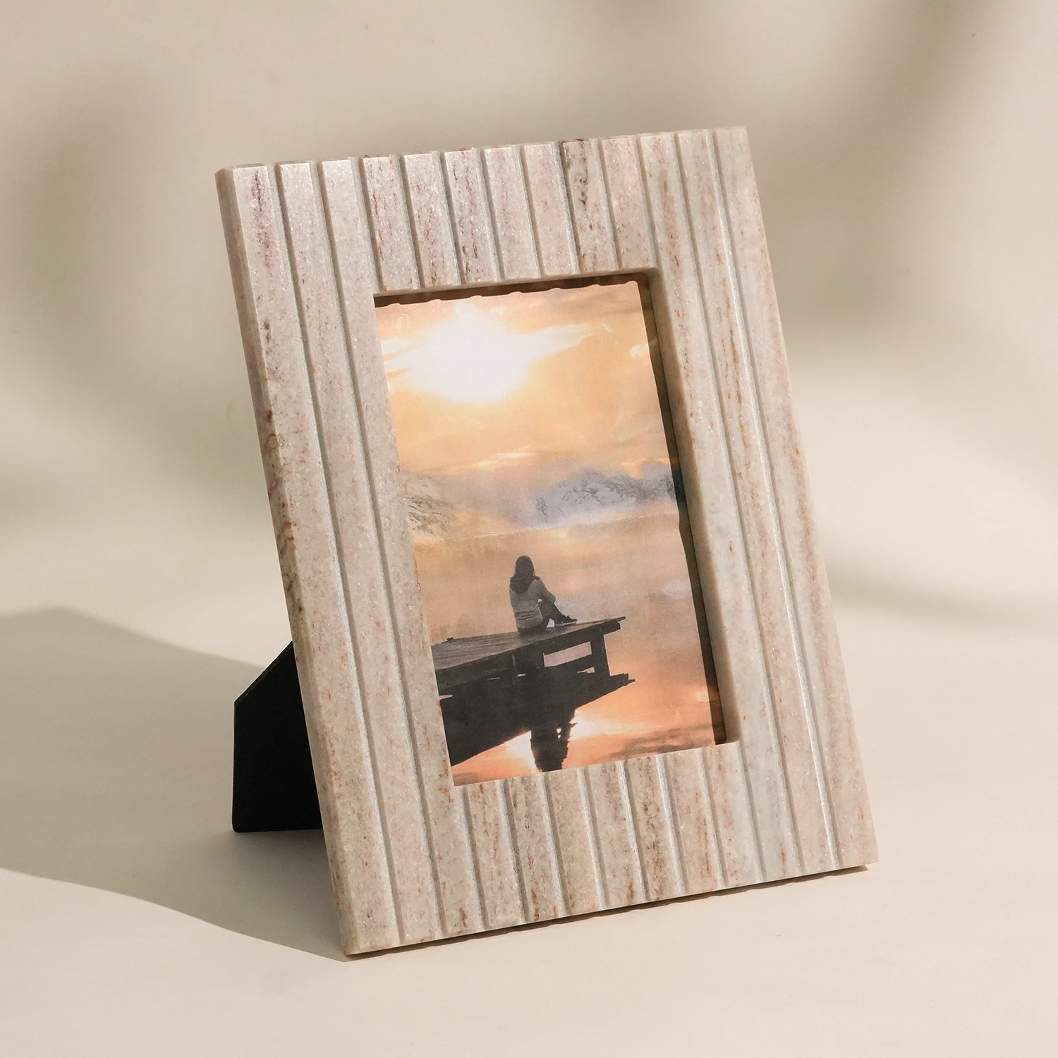 Natural Viva Jade Marble Rectangle Photo Frame 4" x 6" with  Paper Backing Board