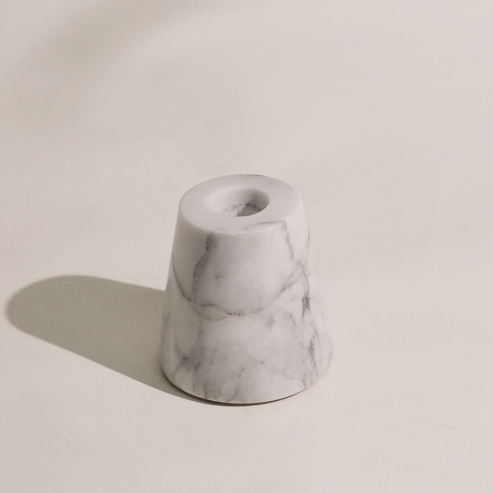 Light Grey Natural Marble Pillar Candle Holder