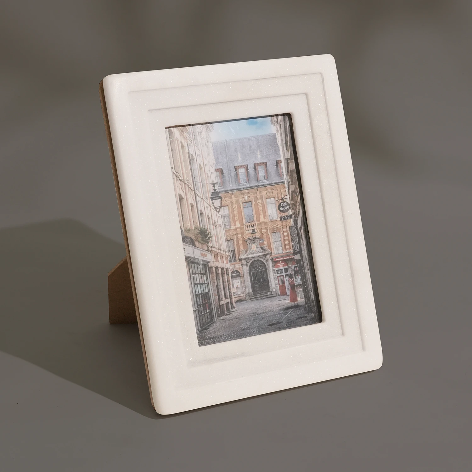 Natural  White Marble Rectangle Photo Frame 4" x 6" with Paper Backing Board
