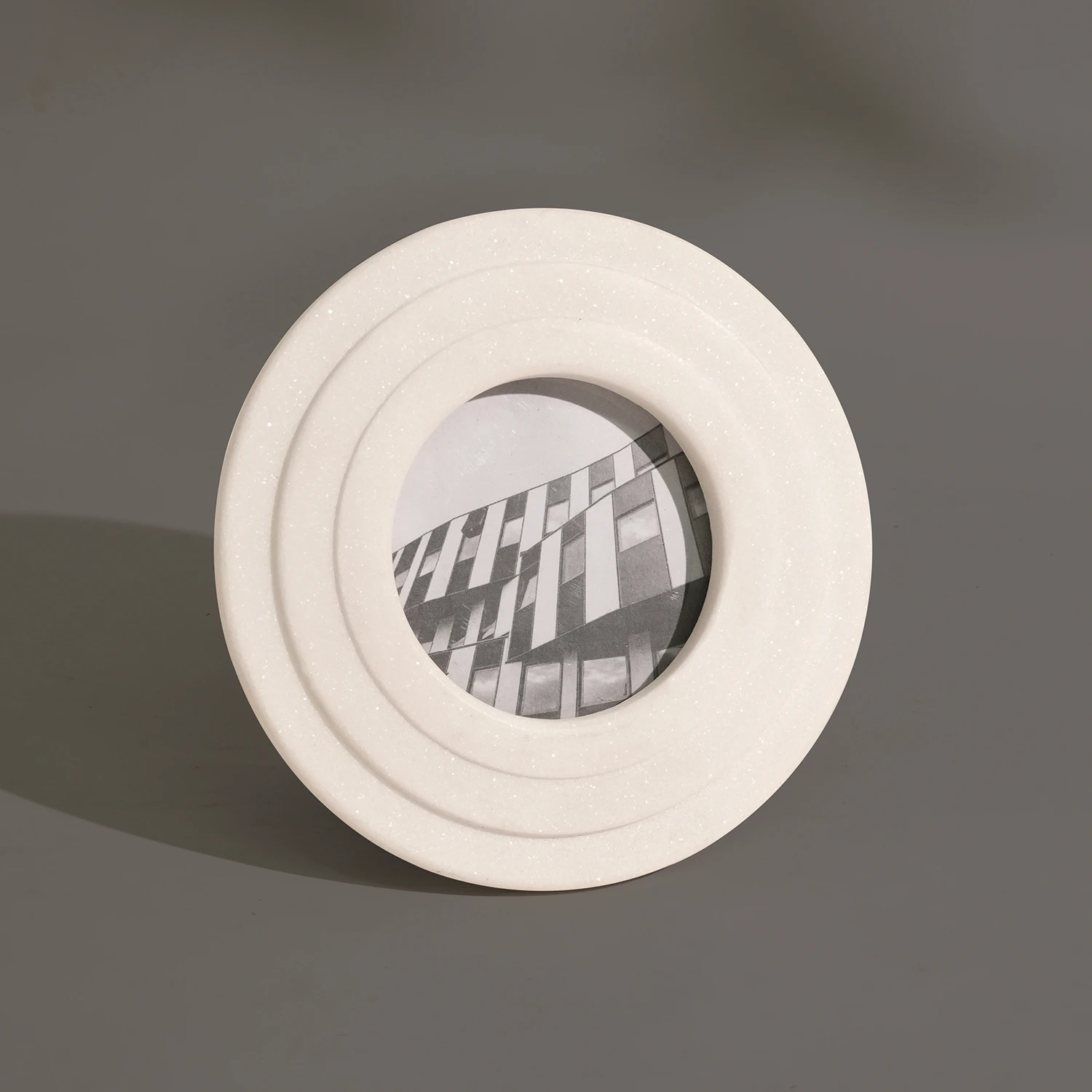 White Natural Marble Round Photo Frame