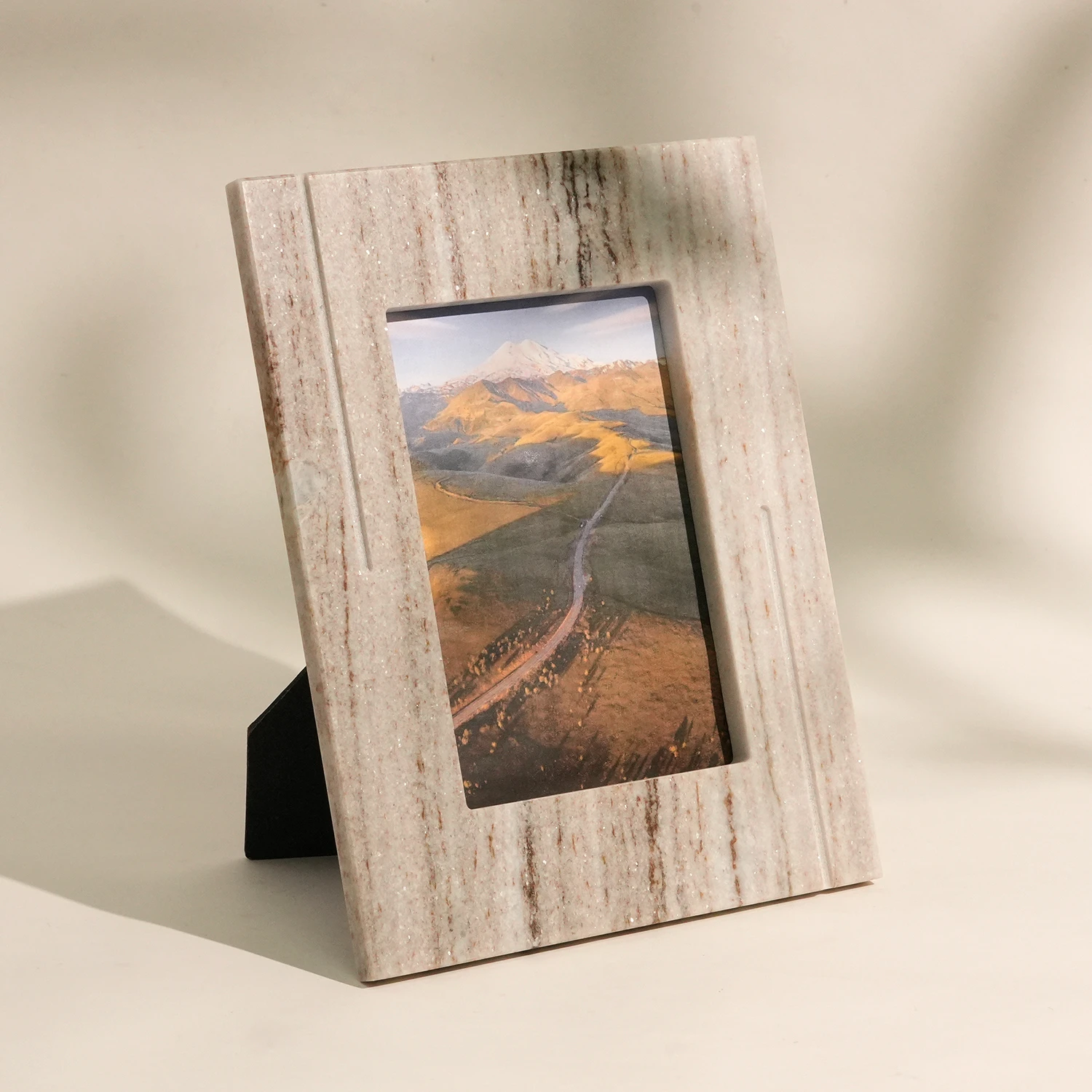 Natural Viva Jade Marble Rectangle Photo Frame 4" x 6" with  Paper Backing Board