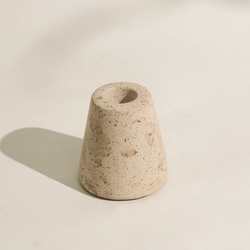 Mud Yellow Marble Candle Holder