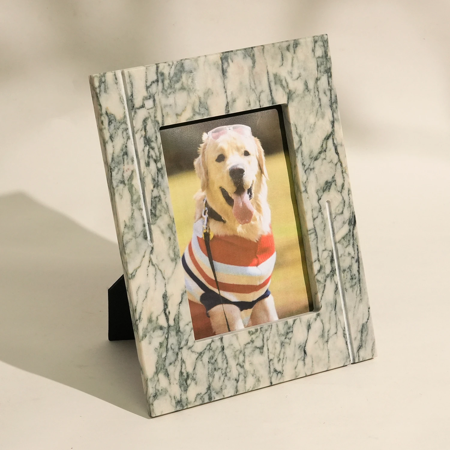 Natural Lotus Green Marble Rectangle Photo Frame 4" x 6" with Paper Backing Board
