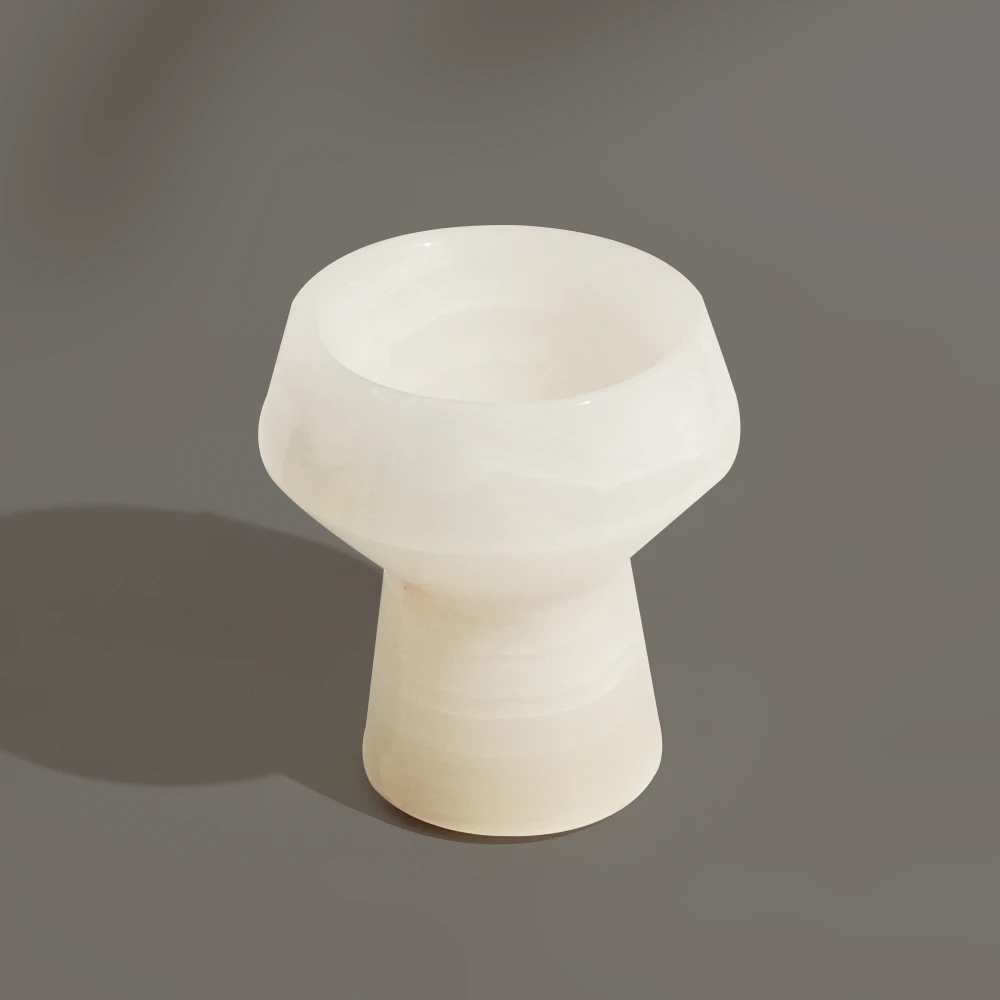 Natural White Jade Diamond Shape Candle Holder