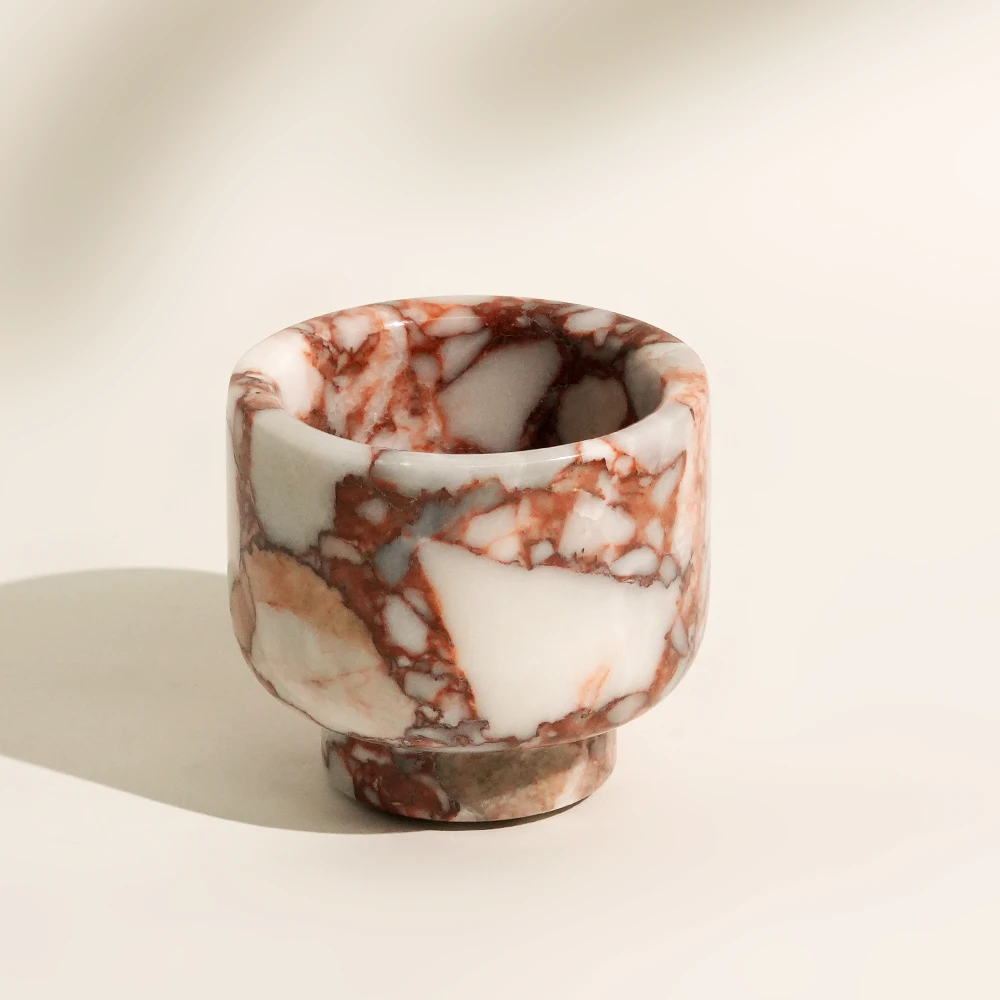 Natural Bulgari Red Marble Candle Holder