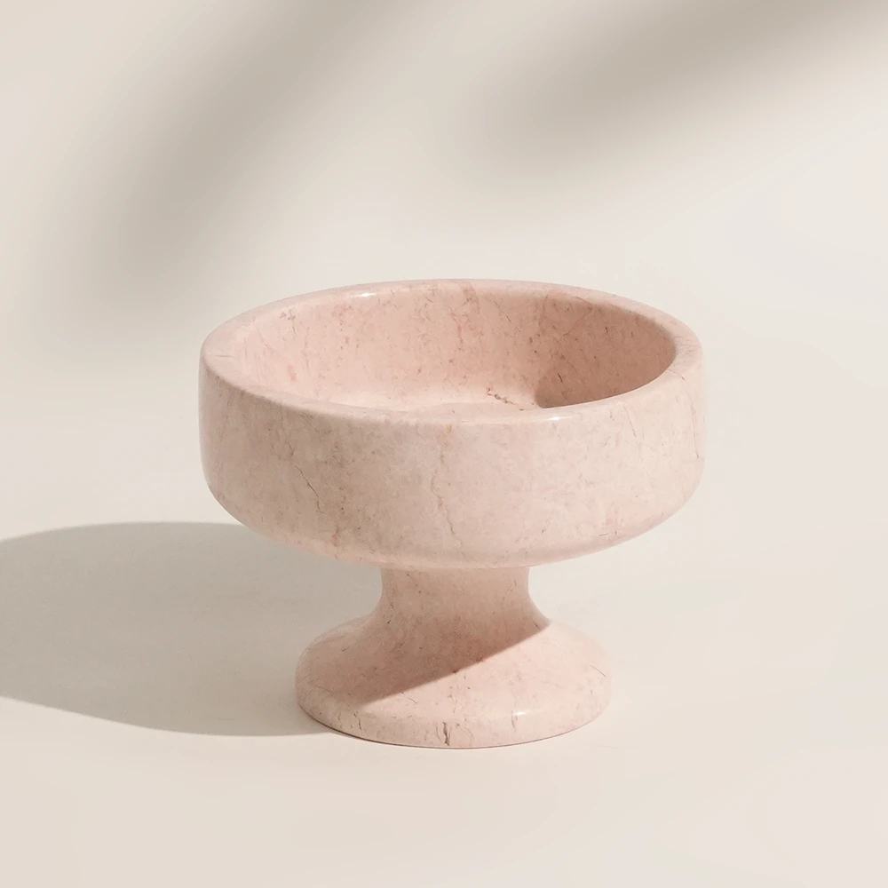 Natural Pink Marble Candle Holder