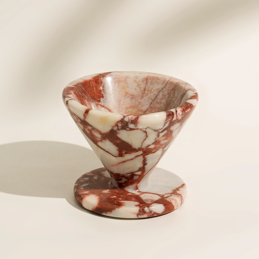 Natural Bulgari Red Marble Design Candle Holder