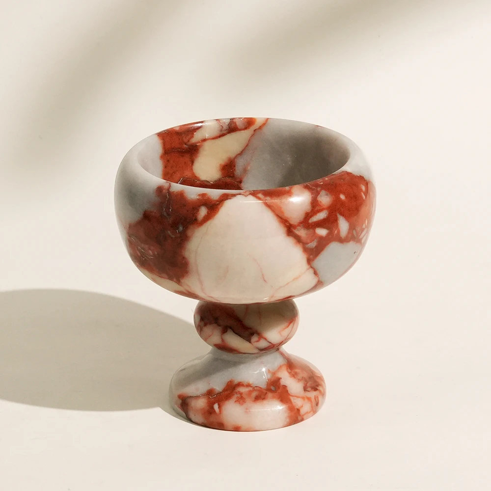 Natural Bulgari Red Marble Candle Holder
