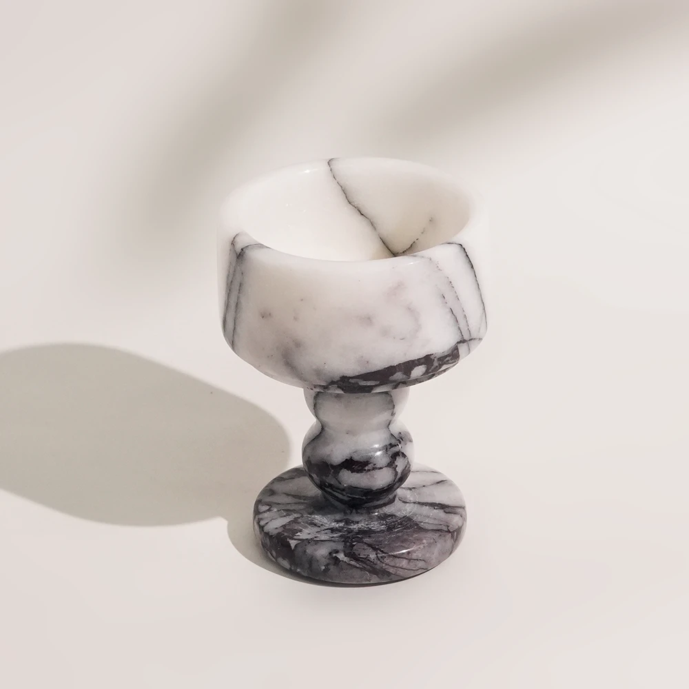 Natural  Lilac Marble Cup Shape Candle Holder