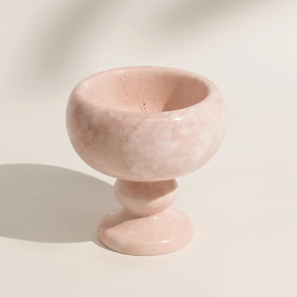 Natural Pink Marble Cup Shape Candle Holder