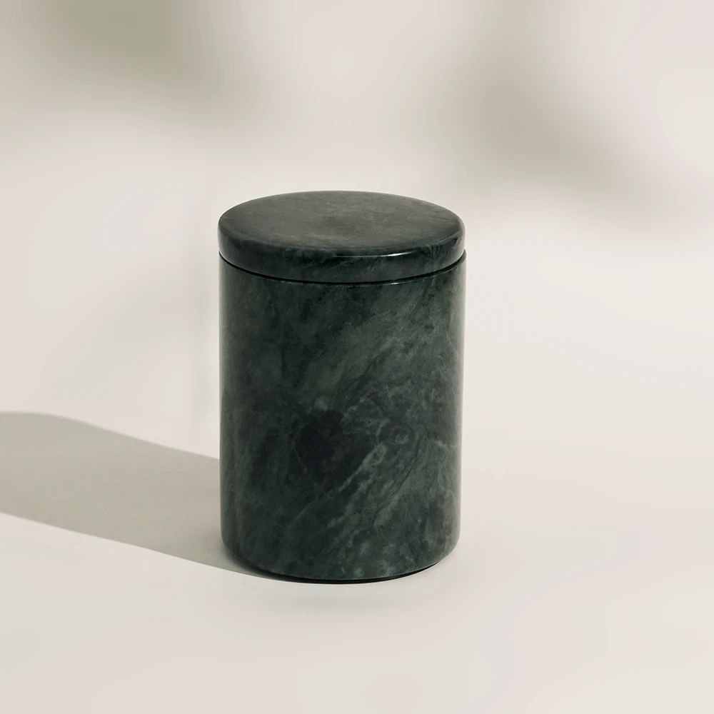 Natural Green Marble Pillar Candle Jar