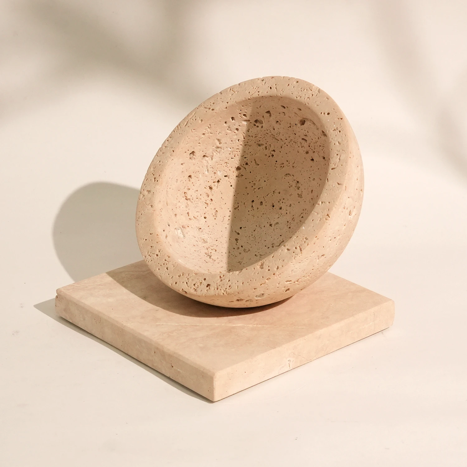 Natural Beige Travertine Marble Design Home Decoration Bowl
